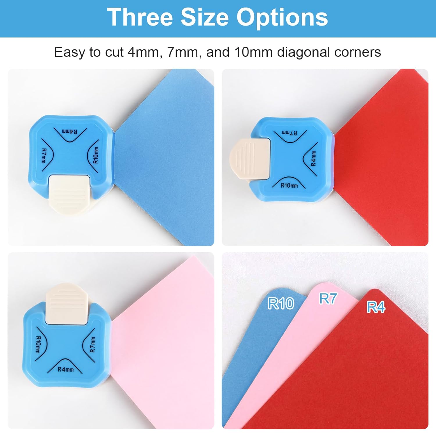 Paper Corner Rounder Punch. Corner Punch Corner Cutter Rounder for Cardstock. 3 in 1 (R4mm. R7mm. R10mm) Round Corners Cutter for Crafts. Card Making. Scrapbook Supplies - Image 4