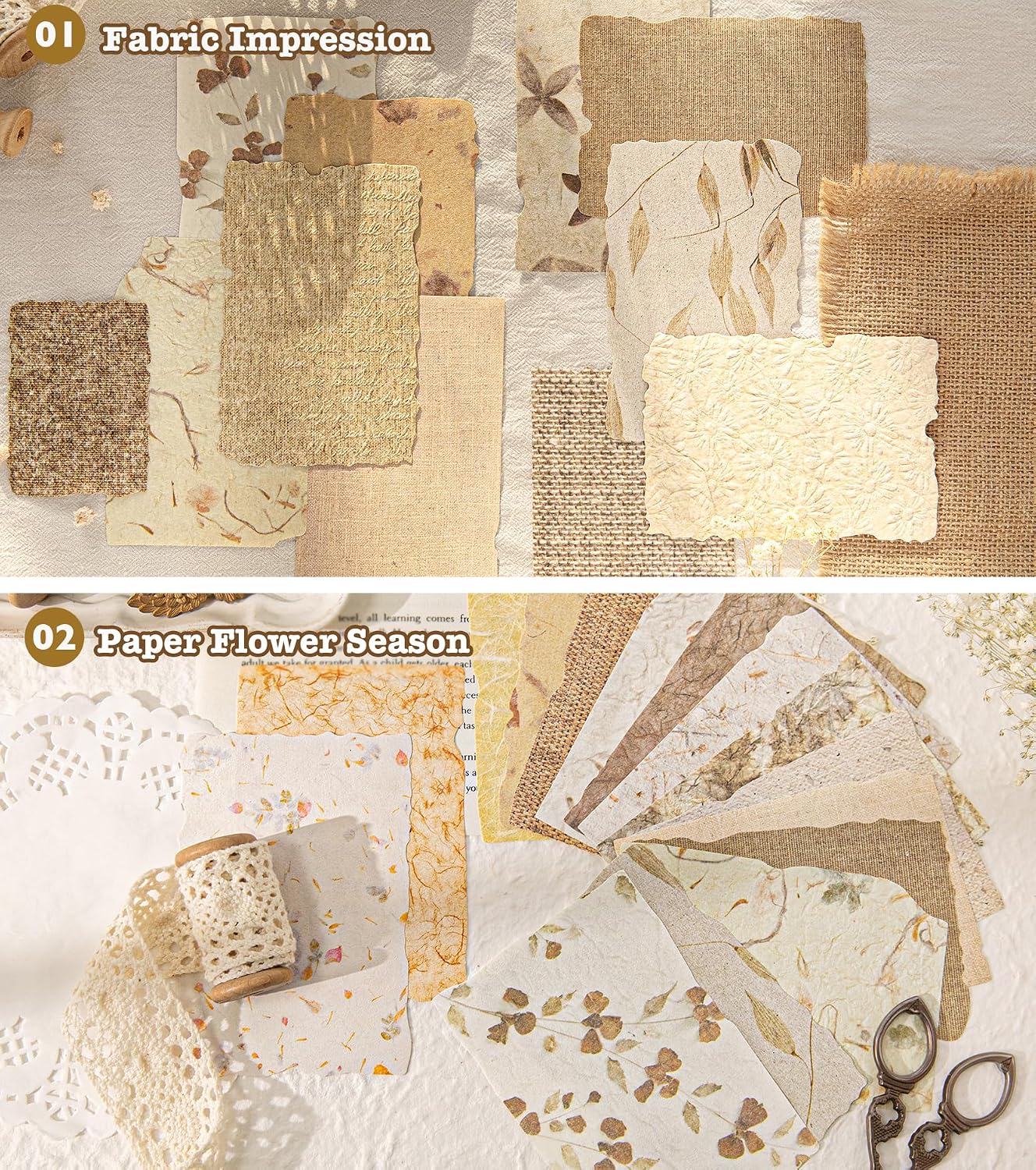 168Pcs Textured Scrapbook Paper Kit - Embossed Rice Decoupage Paper Mixed Media for Scrapbooking Supplies Junk Journaling Cards Making Collage. Vintage 6 Pack DIY Decorative Materials Craft Gifts - Image 5